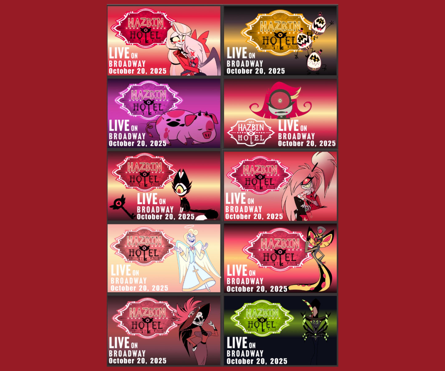 Stickers - Hazbin Hotel Live on Broadway 2025 Fanmade Character Vinyl Stickers